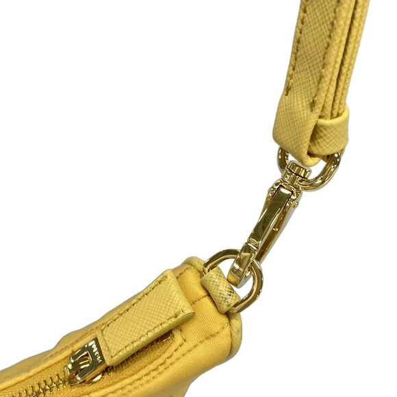 Auth PRADA - 1BC204 Yellow Nylon Leather Shoulder Bag - Picture 11 of 16